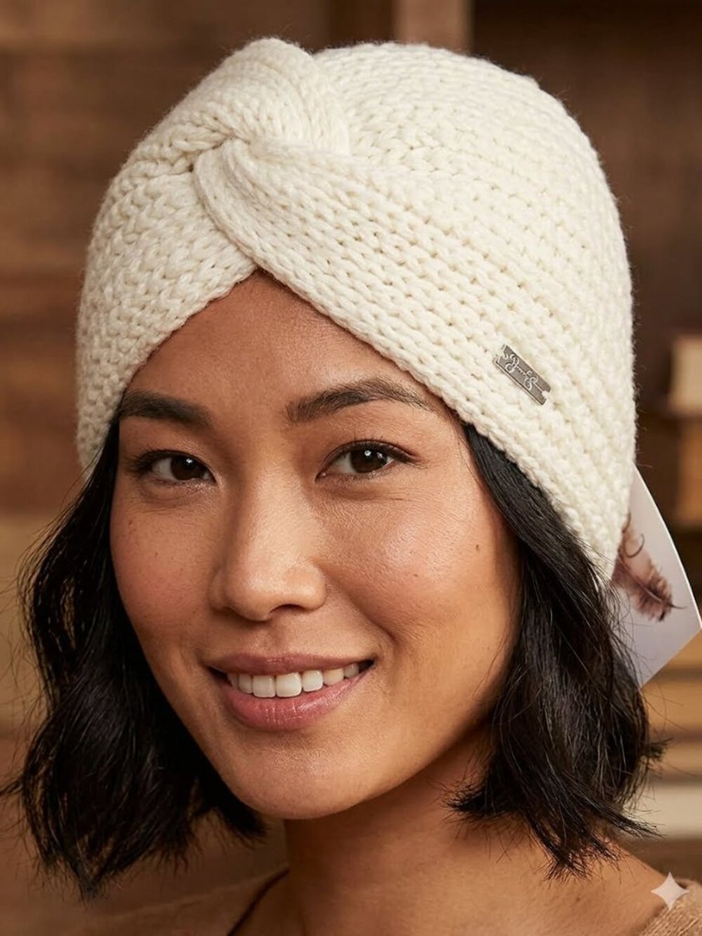 NWT Jessica Simpson Knit Turban Beanie Hat White OS